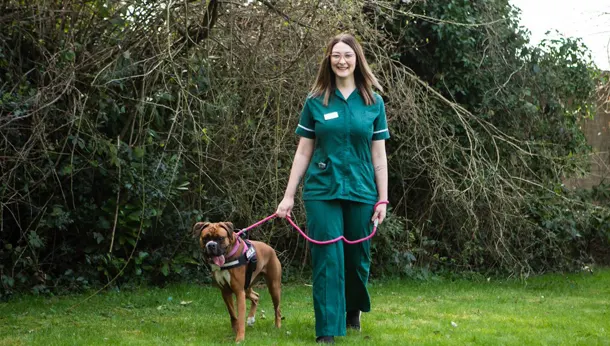 Nurse walking dogs