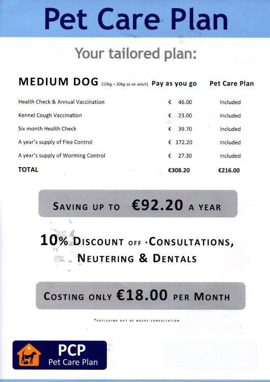 Our Pet Care Plans Local Vets in Wexford Arena Vets